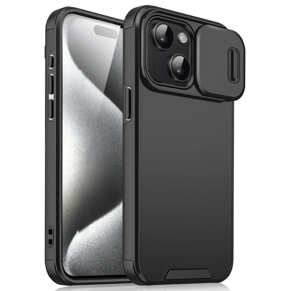 Чехол для iPhone 15 со шторкой для камеры, PC+TPU, Защитный чехол для телефона