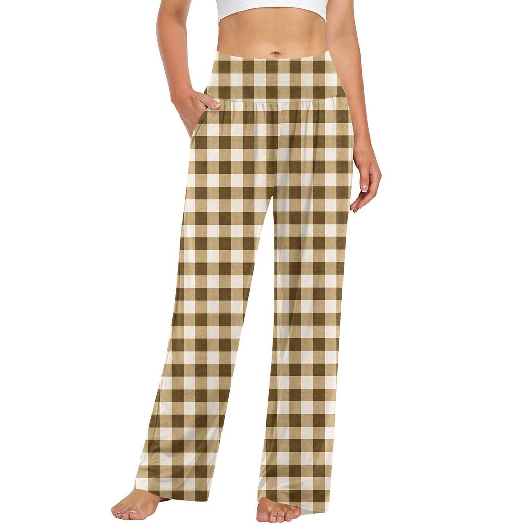 Женские повседневные модные брюки с клетчатым принтом Повседневные брюки