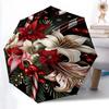 1pc Christmas Candy and Flowers Pattern Automatic Umbrella is Fashionable and Good-Looking, a Portable 3-Fold Umbrella, Suitable for Travel and Daily
