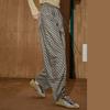 Coolhut British Style Design High-Waisted Spring and Autumn New Plaid Color-Blocking Retro Slimming Wide-Leg Pants Women's Casual Pants