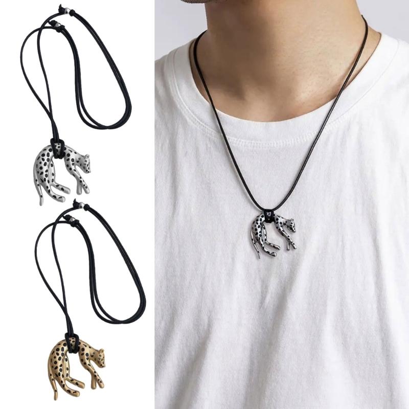 Подвеска на цепочке в форме леопарда с гальваническим покрытием, разработанная для элегантных и стильных нарядов
