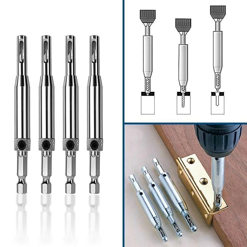1Pc/2Pcs HSS Self Centering Hinge Twist Drill Bits 9/64" 5mm Window Doors Screw Hole Saw Woodworking Reaming Cabinet Tool Set