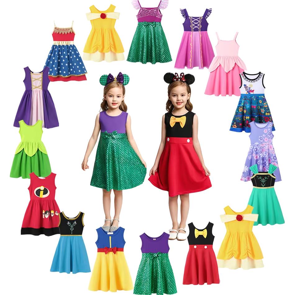 Girl Summer Princess Dress Clothing Rapunzel Elsa Anna Cosplay Birthday Party Dress