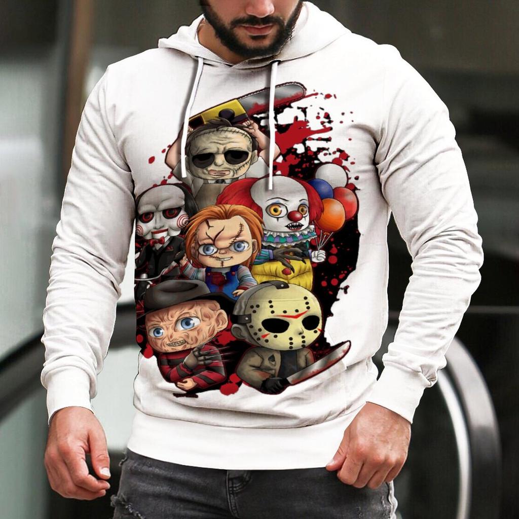 2022 Новая мода фильм ужасов унисекс женские черные толстовки с капюшоном Хэллоуин Майкл Майерс пуловер с 3D принтом оверсайз спортивный костюм