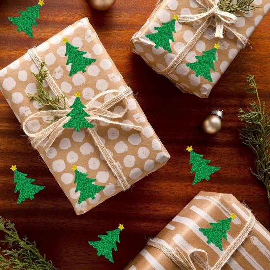 500 шт. Рождественские наклейки в рулоне Блестящие Елка/Кленовый лист/Шапка Санты Наклейки-пломбы Водонепроницаемые Самоклеящиеся Декали