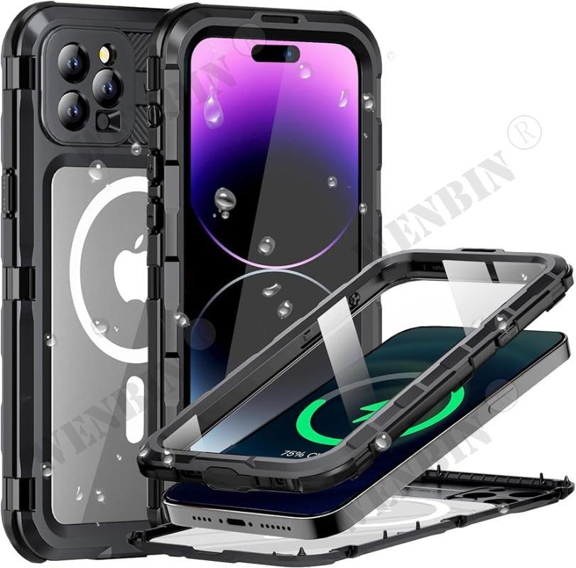 Роскошный металлический водонепроницаемый чехол для iPhone 15 Pro Max 15 Plus со встроенной защитой экрана, прочный военный чехол для защиты от падений