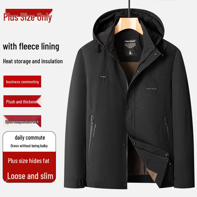 Мужская зимняя куртка Dibinze больших размеров на флисовой подкладке со съемным капюшоном.