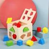 Puzzle Box Puzzle Toy Wooden Children's Shapes Paired with Color Cognitive Blocks Shape Sorting Cube - Classic Wooden Toy with 13 Holes