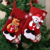 Lovely Xmas Printed Stocking Decorations, Santa Claus Ornament, Linen Tree Hanging Socks, Christmas Gift Candy Bags
