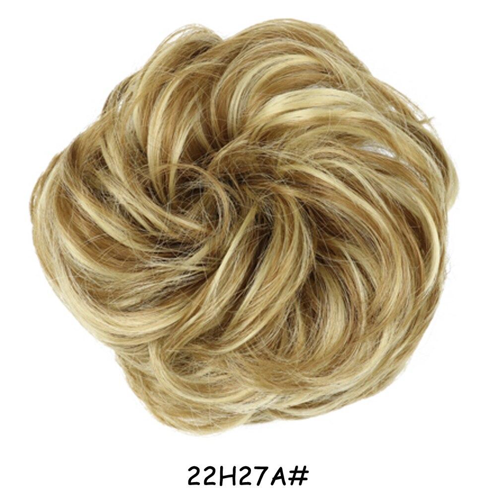 MISS WIG Women Messy Chignon Donut Hair Bun Fake Hair Elastic Chignon Synthetic Fiber Hairpiece Gray Black Brown Color
