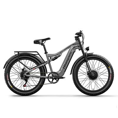Shengmilo S600 2000 Вт Двухмоторный Электро-Горный Велосипед, 48 В 17,5 Ач Литий-ионный Аккумулятор, 45 км/ч, 26" Широкие Покрышки, Полная Амортизация, 7 Скоростей Shimano - Серый
