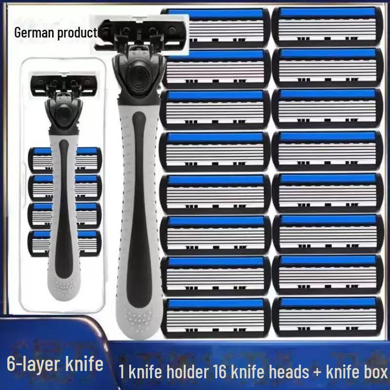Six-Layer Manual Razor for Men with Stainless Steel Blades