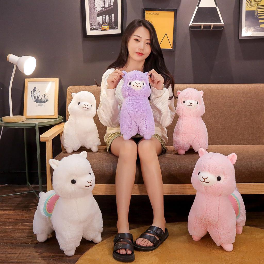 3550Cm Stuffed Saddle Alpaca Doll Plush Toy Purple Pink White Sheep Fuzzy Standing Grassland Cartoon Animal Gift