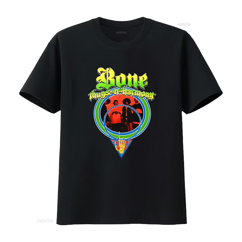 Authentic BONE THUGS N HARMONY I E S Slim Fit T Shirt Black Band Design vintage Washed Unisex Stylish Versatile homme Slightly