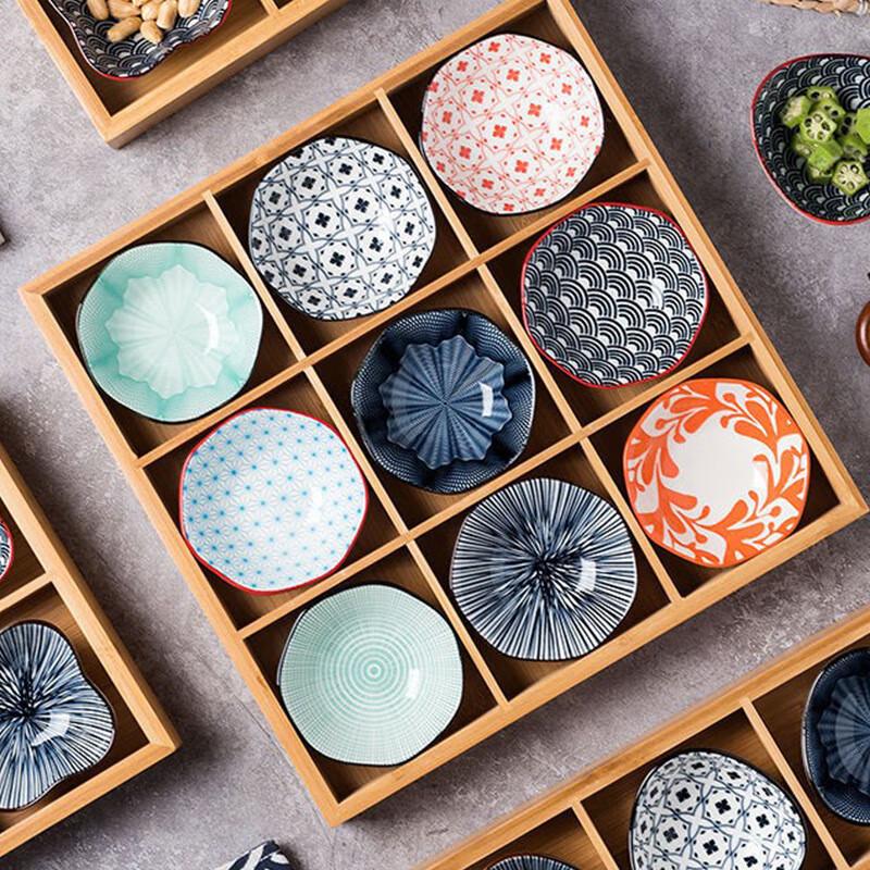 Набор из бамбука и керамики с разделителями в скандинавском стиле для соусов