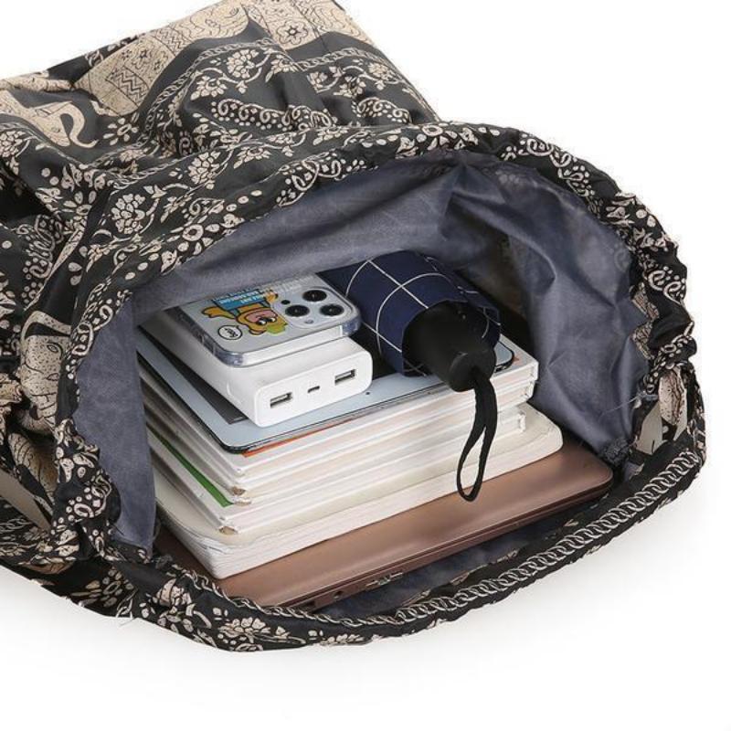 Drawstring Backpack Waterproof Lightweight Fitness Women's Drawstring Shopping Bag Folding Travel Sport Simple Backpack