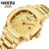 NIBOSI модные деловые наручные часы из нержавеющей стали с водонепроницаемым аналоговым металлическим ремешком, повседневные флуоресцентные часы с датой, классические роскошные подарочные золотые часы для мужчин