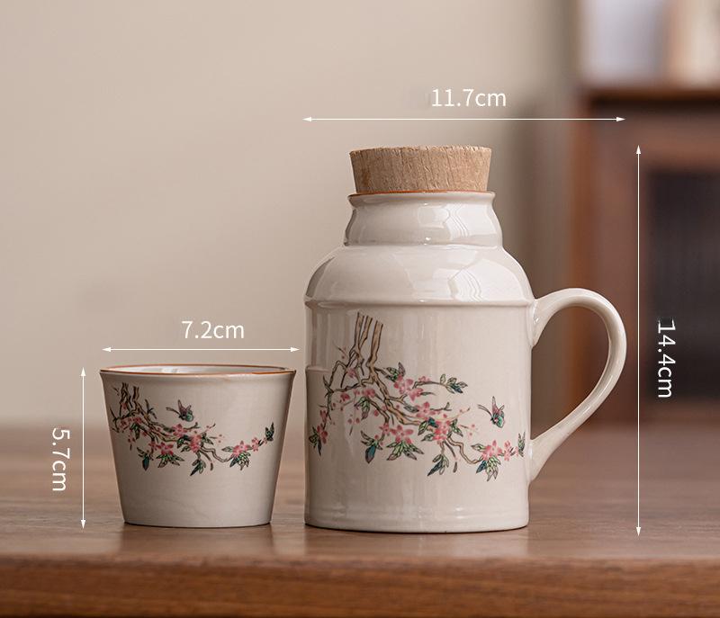 Керамические кружки с пробковой пробкой термосы с ручкой бутылка для воды большой емкости изолированная чашка для горячего чая кофе классическая посуда для напитков