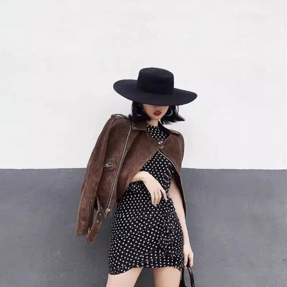 Элегантная фетровая шляпа с широкими полями в британском стиле для женщин в джазовом стиле, модная кепка в стиле Хепберн с плоским верхом для ужина