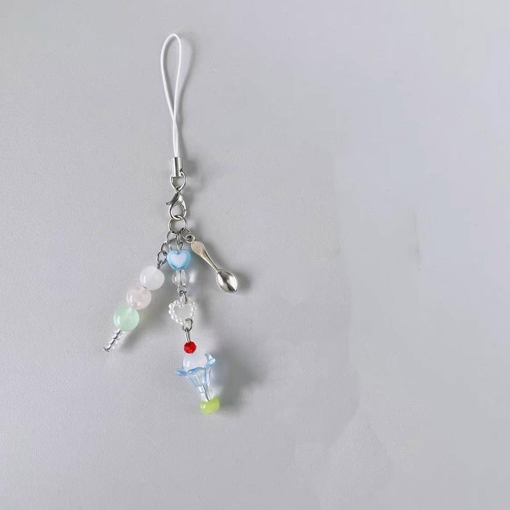 Sweet Phone Chain Strap Lanyard Ice Cream Bead Pendant Phone Charm Hangings Decoration Cute Phone Accessories