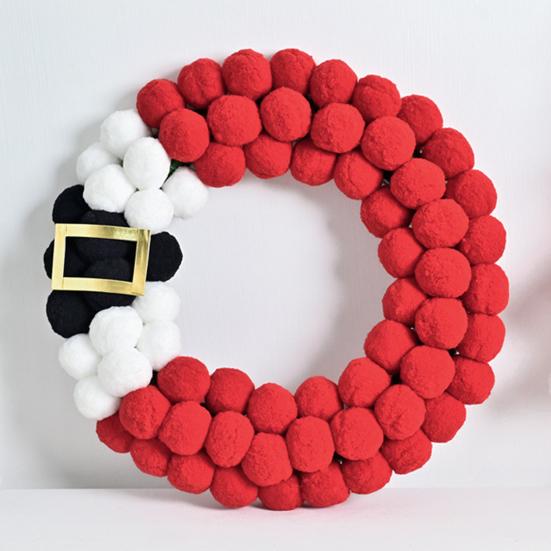 Christmas Wreath Plush Balls Bright Colors Lightweight Festive Atmosphere Wreath Holiday Season Decoration