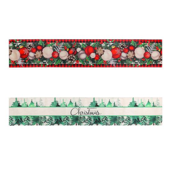 Рождественская дорожка для стола Зеленые руки эльфа с елочным шаром и принтом Сезонный прямоугольник из искусственного льна Рождественская тема Обеденный стол Ткань Обложка Праздничное украшение