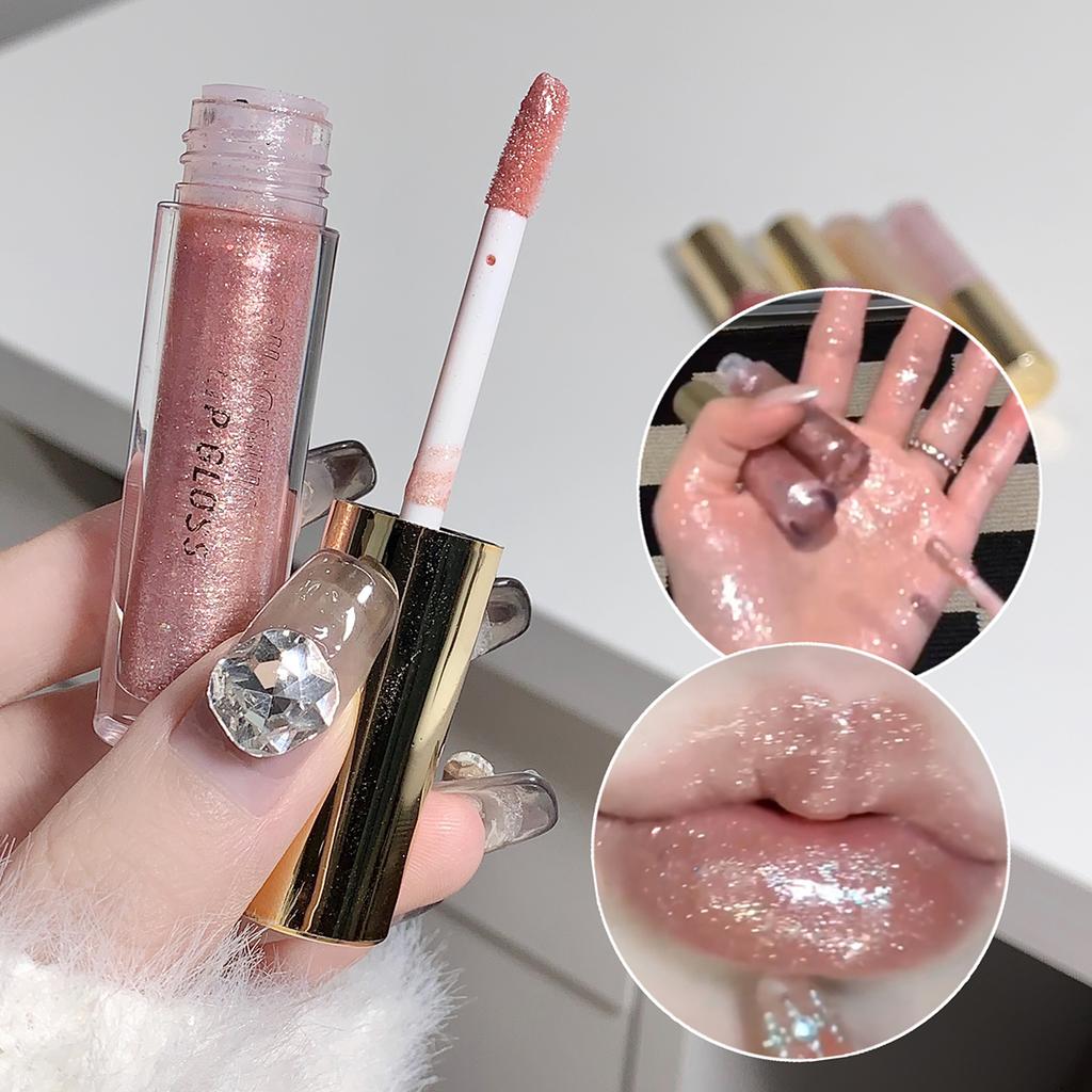 Moisturizing Lip Plump Sparkling Lip Gloss Water-glossy Mirror Lip Glaze Lip Makeup Cosmetics