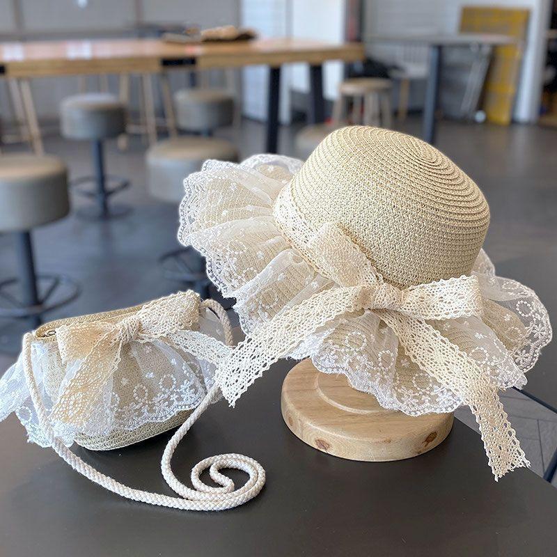 Summer Children's Sun Protection Beach Straw Hat Princess Girl's Vacation Woven Sun Hat