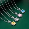 BELLA BOX Square Zircon Pendant Necklace Multiple Colour Fashion Wedding Engagement Jewelry