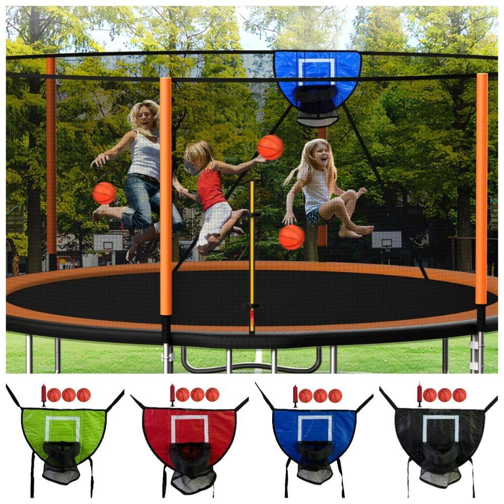 Foldable Trampoline Basketball Hoop Kit Multipurpose Portable Basketball Hoop Toys for Kids Adults