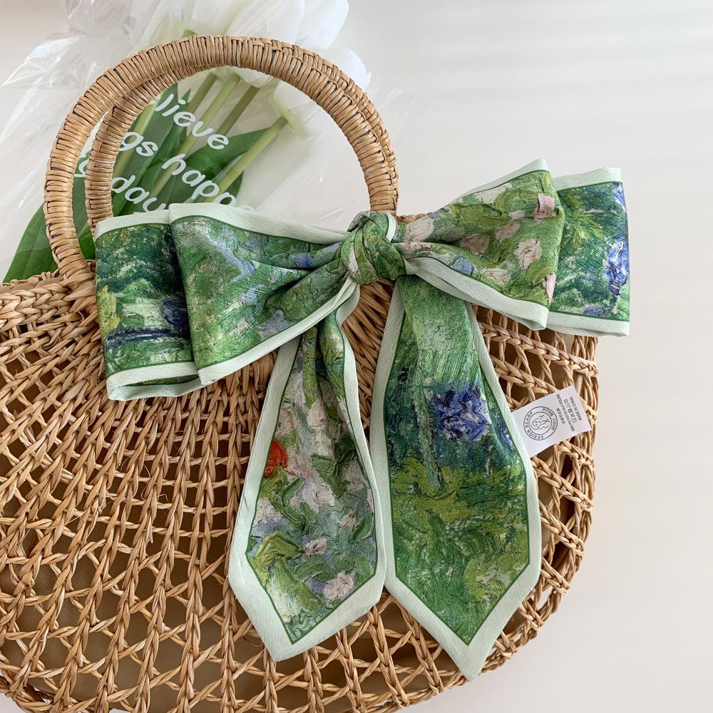 Высококачественная повязка для волос, платок на шею с шелковистой текстурой, женский шарф, длинные узкие повязки на голову, милые шарфы-галстуки, роскошный принт, шарф для сумки для леди