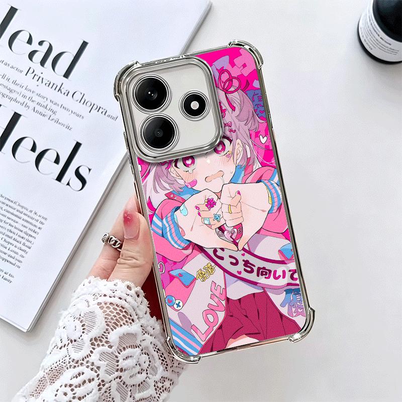 Аниме Кавайная Девушка Ins Стиль Покрытие Чехол для Телефона Для Xiaomi Redmi Note 14 15 Pro Plus 13 12 11 11S 11T 10 9S 9 5G Защита от Падения Airbag