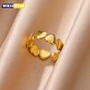 Heart Rings For Women Gold Color Stainless Steel Heart Opening Ring Wedding Aesthetic Accessories Party Jewelry Gift BFF Anillos