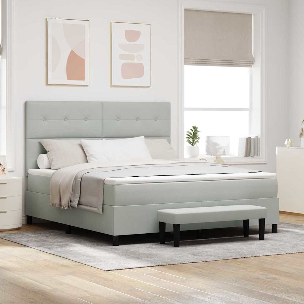 Box Spring Bed with Headboard Light Grey 200 x 180 cm Velvet