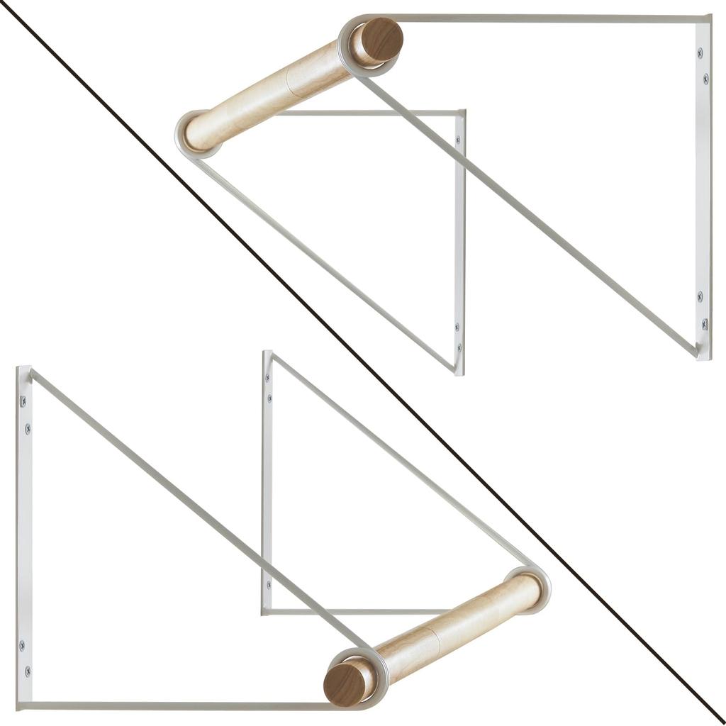 IBUYKE Деревянная вешалка 80см Труба Одежда Легкая 30кг Вес Многоцелевая Подвесная Стильная Белая с Деревянной отделкой Стойка, Широкая, Стойка в Антикварном стиле,