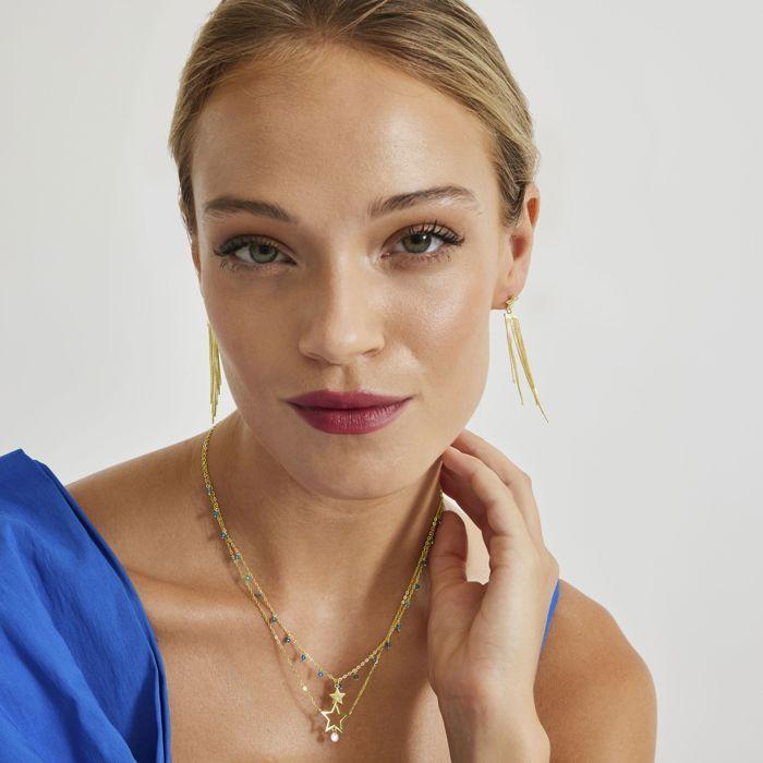 Collier Luxenter en argent 925 avec cristal bleu foncé et finition en or jaune 18K - Zysuo