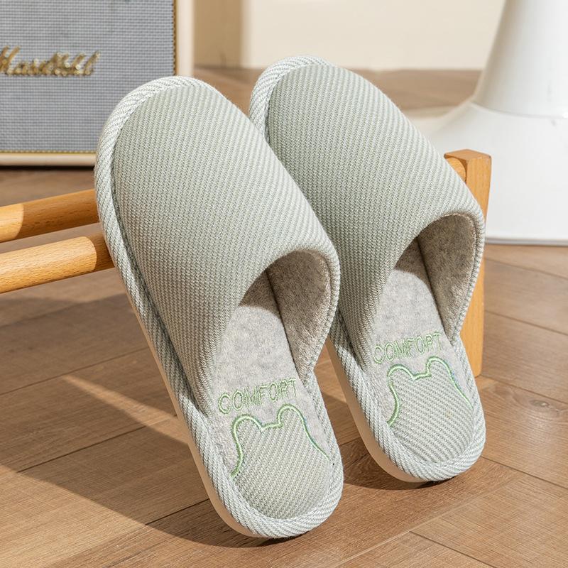 Spring and Autumn Cotton Slippers Four Seasons Winter Women's Indoor Home Cotton Linen Non-slip Linen Home Couple