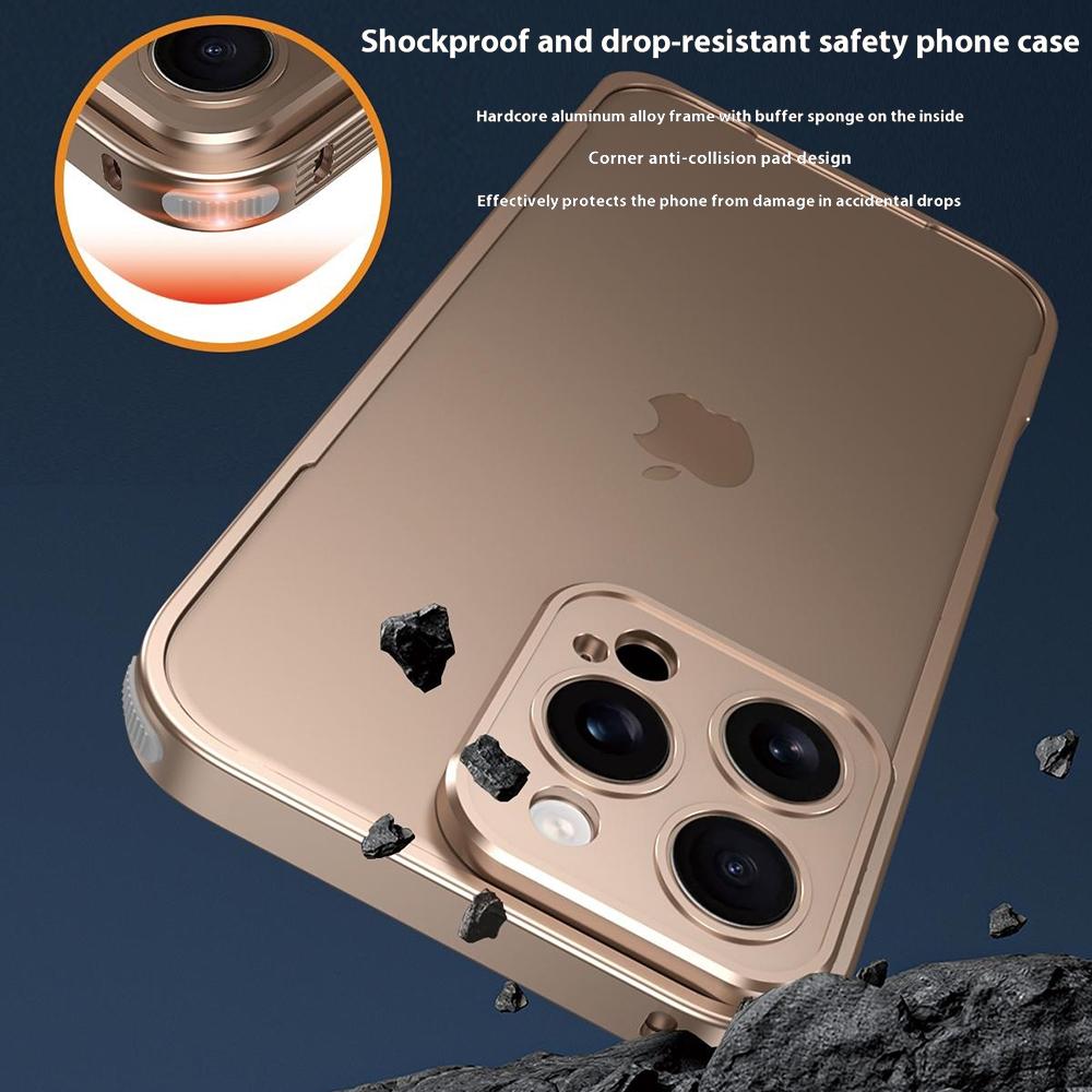 For iPhone 16 Pro Max Bumper Case Heat Dissipation Aluminium Alloy Phone Shell with Buckle/Camera Lid