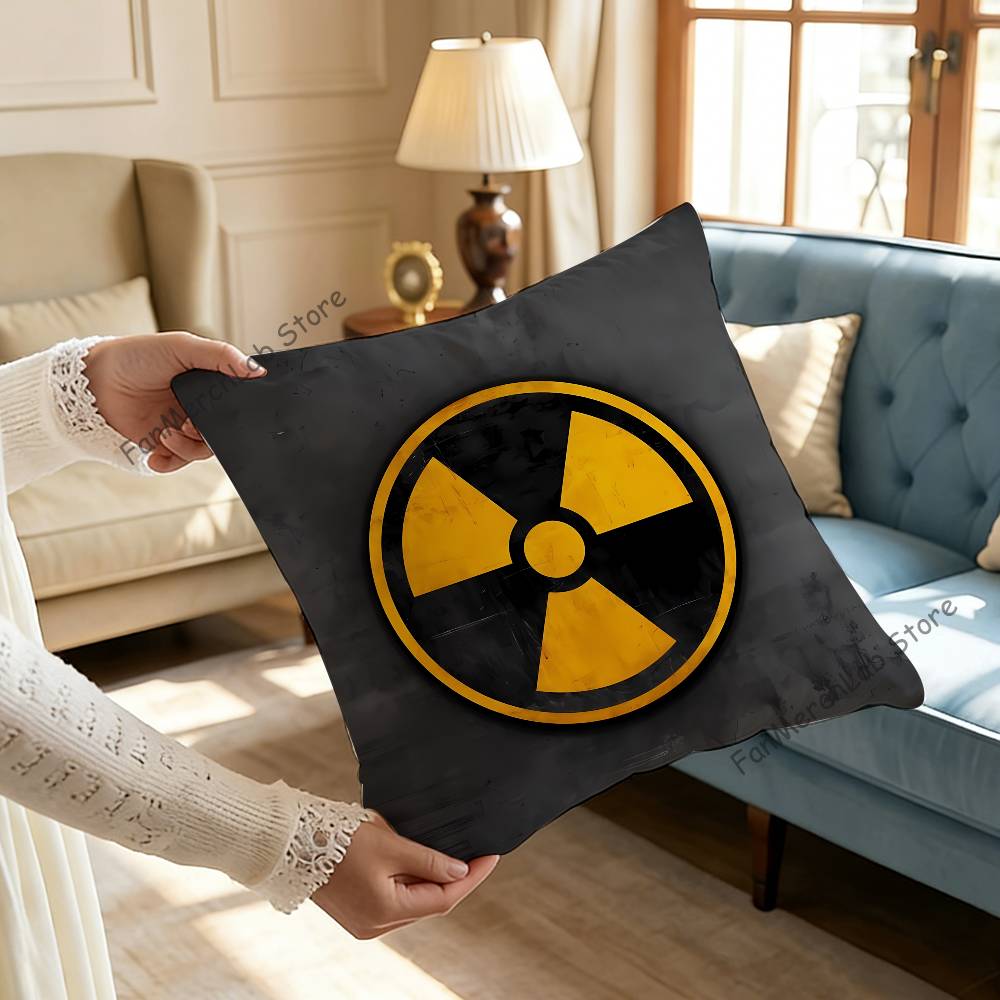 Warning Icon Danger Pillow Case Ultra Soft Skin Friendly Fabric Cloud Like Comfort Concealed Zipper