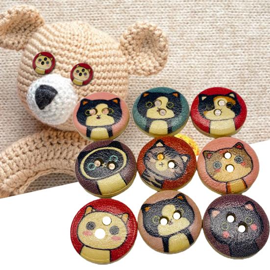 100 шт., деревянные пуговицы с рисунком котенка, сделай сам, швейная рубашка, сумки для скрапбукинга, декор