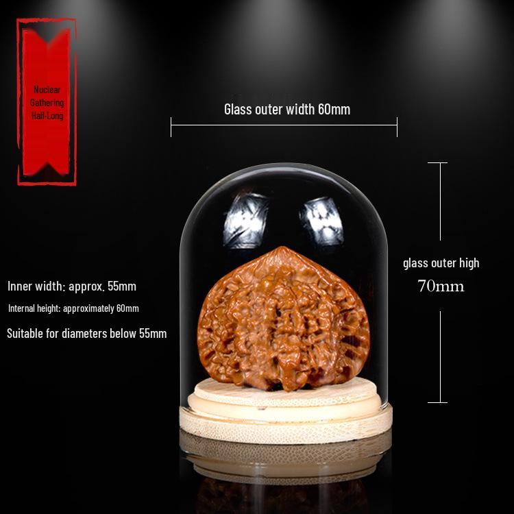 Дисплей для грецких орехов Вэньвань, тыквы и косточек оливы с бамбуковым основанием и стеклянным колпаком высокой прозрачности