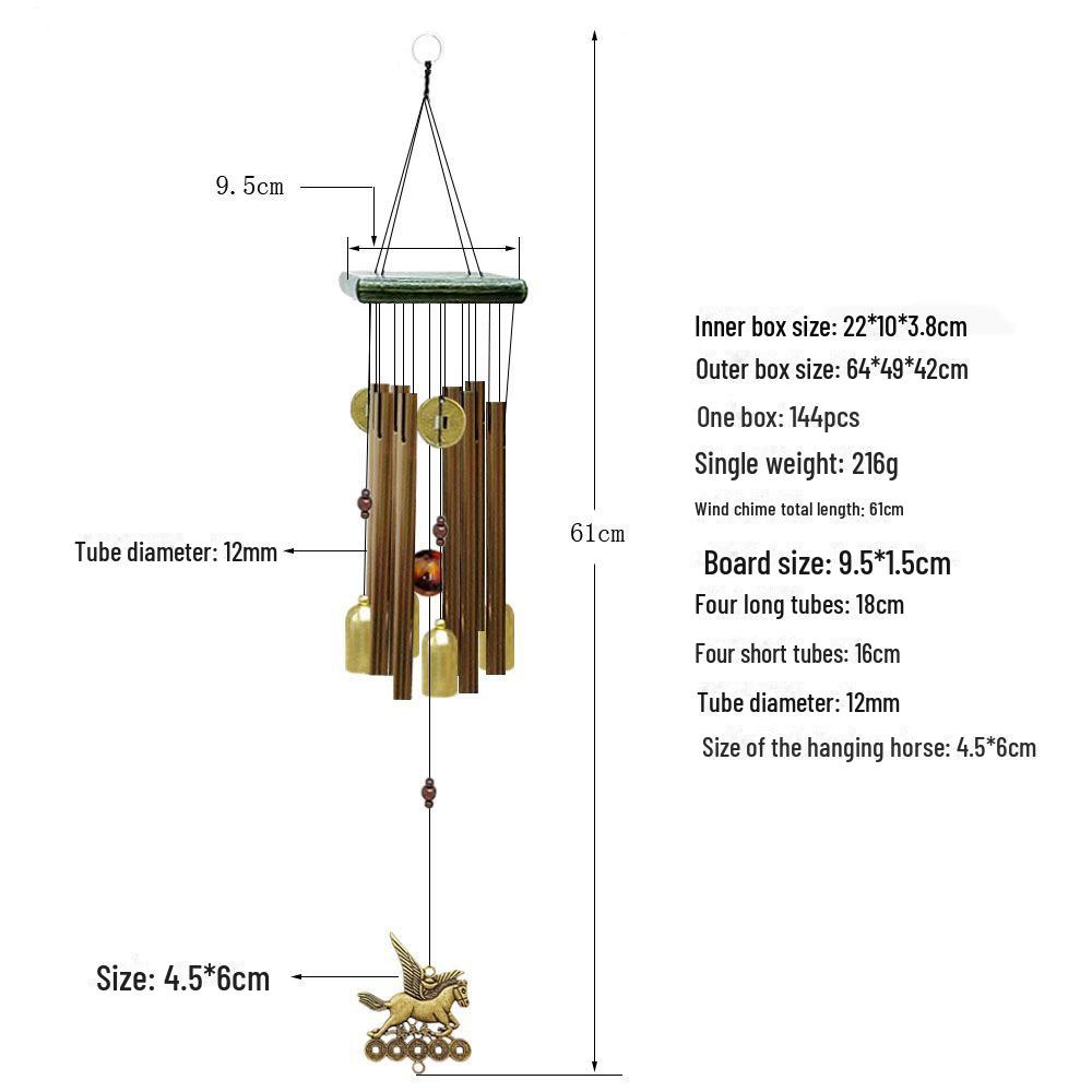 Metal Aluminum Wind Chimes with Copper Coin Pendants for Home Decoration