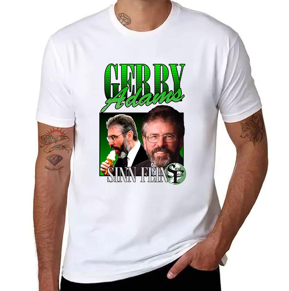 Unisexs Cotton TShirt Gerry Adams Sinn Fin Graphic Print Casual Short Sleeve Tee
