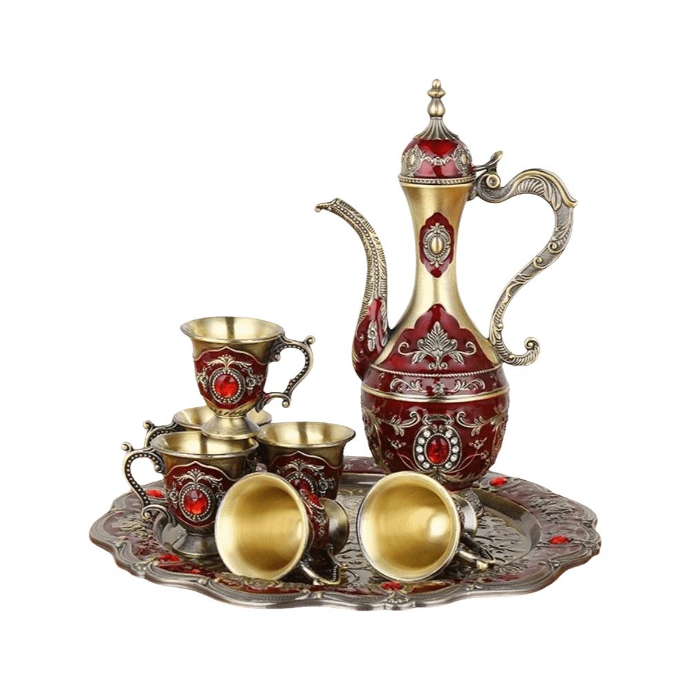 Multifunctional Turkish Tea Set Metal Vintage Wine Set Serving Tea Set Teapot Kit Home