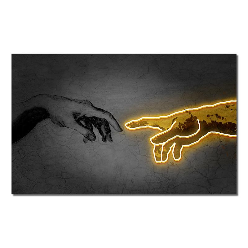 Черно-золотая картина маслом из рук в руки на холсте, художественные плакаты и принты Cuadros на стене, художественная картина для декора гостиной