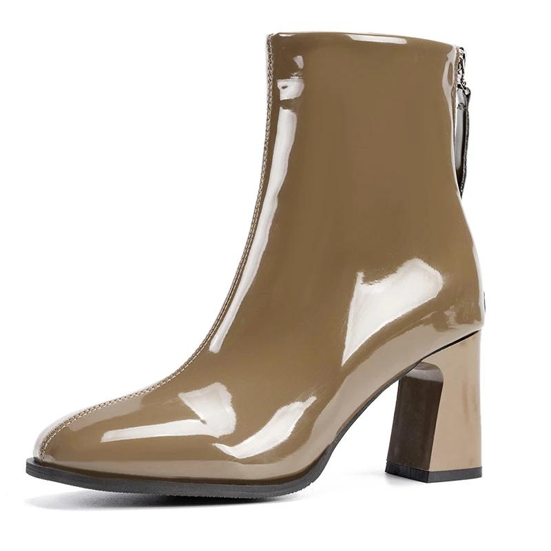 Женские ботильоны с острым носком, черные, белые, розовые, ботильоны-носки, толстый высокий каблук, модная ПУ обувь, женские зимние боты, размеры 35-40