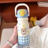 500ml Insulated Cup With Handle Thermos Water Bottle Cartoon Cartoon Straw Cup  Daily Use