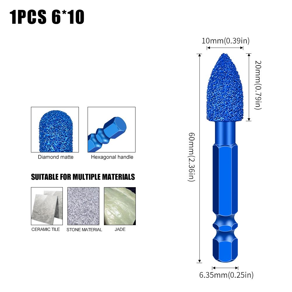 Шлифовальная головка с шестигранным хвостовиком, шлифовальная головка для мрамора, плитки и камня, новый тип паяной сверлильно-шлифовальной головки