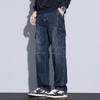 Men's Cotton Straight Cargo Jeans Trendy Multi-pocket Nostalgic Loose Trousers Man American Vintage Fashion Denim Pants