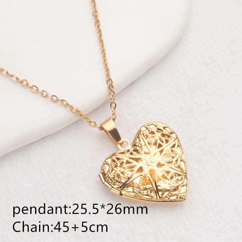 Stainless Steel Silver & Gold Women's Heart Photo Frame Locket Necklace